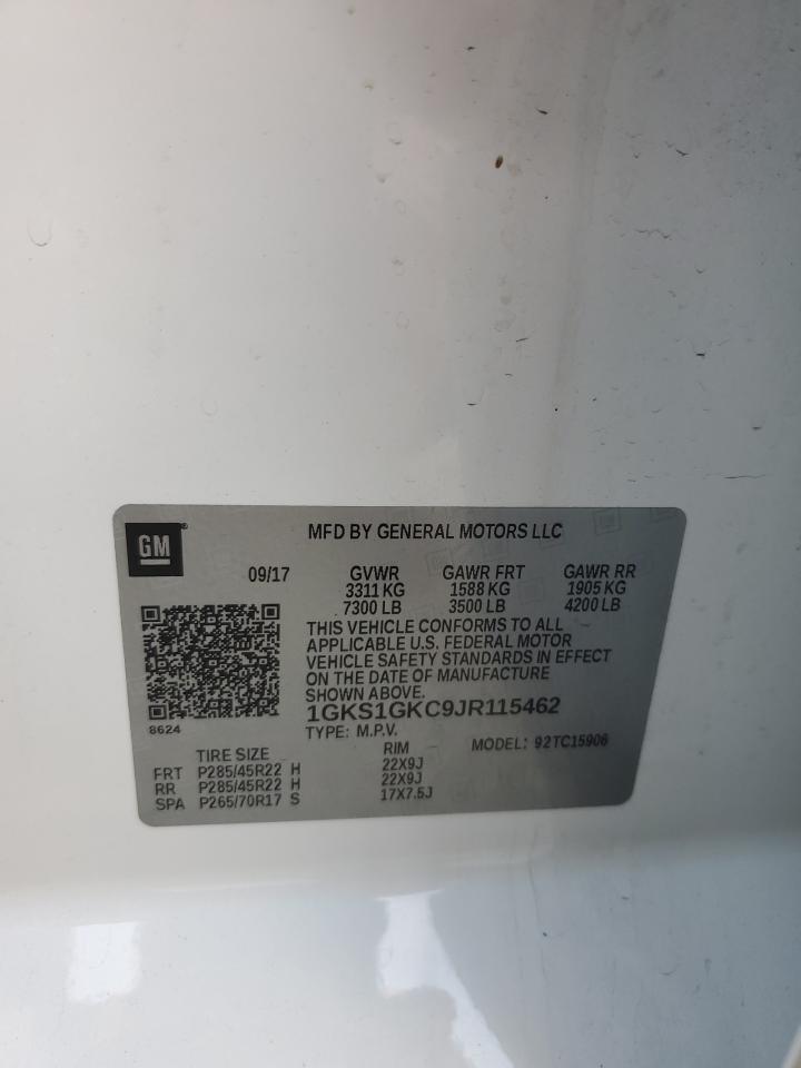 2018 GMC Yukon Xl C1500 Slt VIN: 1GKS1GKC9JR115462 Lot: 70331505