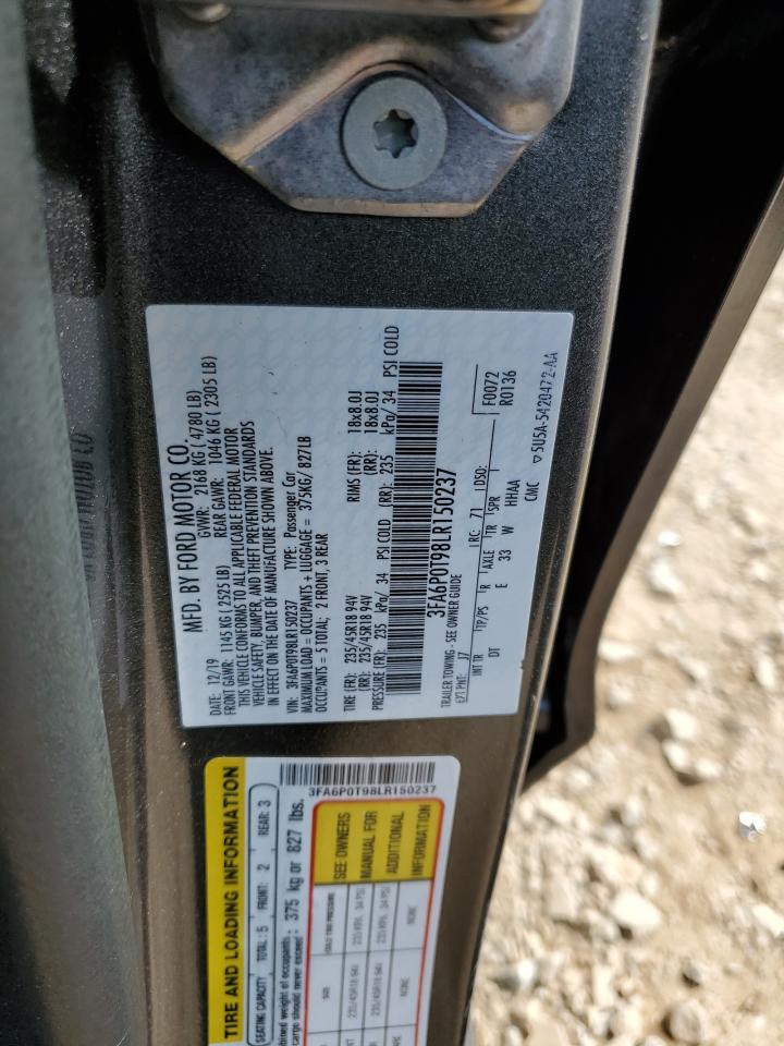 2020 Ford Fusion Se VIN: 3FA6P0T98LR150237 Lot: 96711495