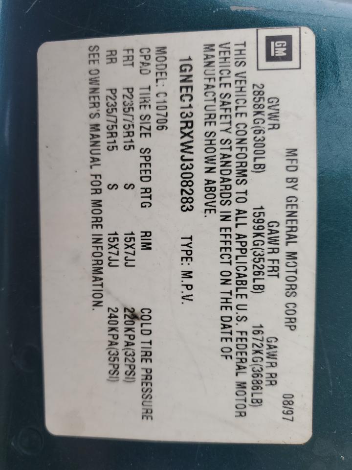 1GNEC13RXWJ308283 1998 Chevrolet Tahoe C1500