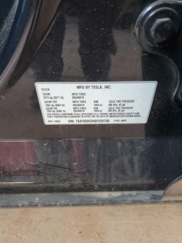 2025 Tesla Model Y VIN: 7SAYGDED4SF228706 Lot: 70390995