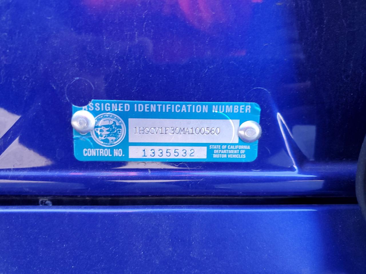 2021 Honda Accord Sport VIN: 1HGCV1F30MA100560 Lot: 70540655