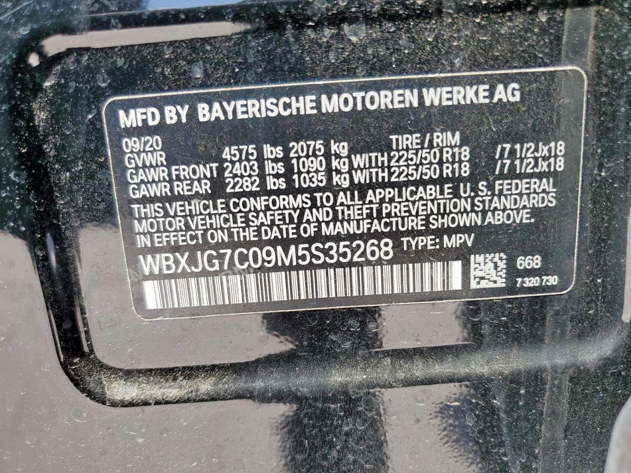 2021 BMW X1 Sdrive28I VIN: WBXJG7C09M5S35268 Lot: 69643475