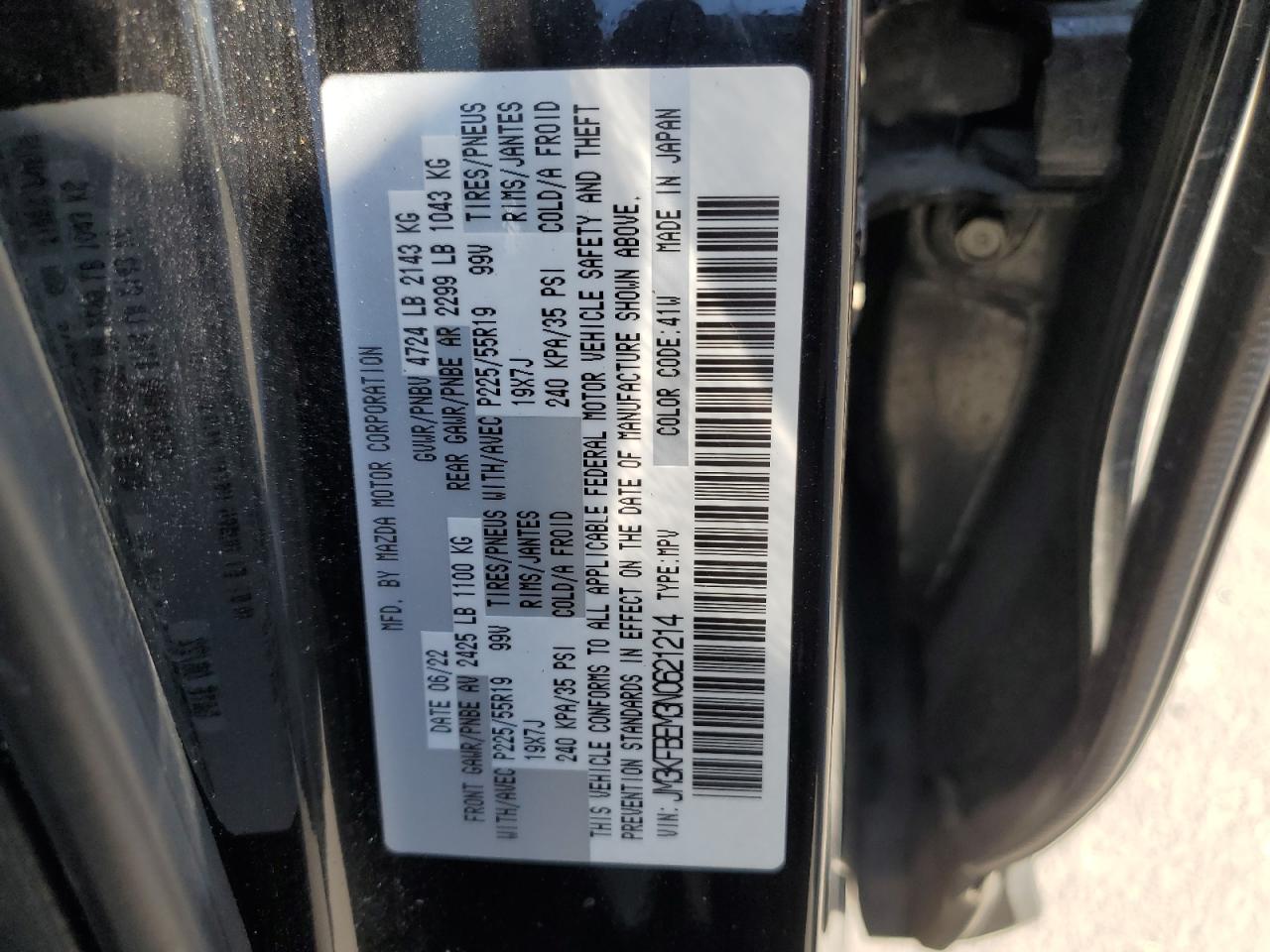 2022 Mazda Cx-5 Premium Plus VIN: JM3KFBEM3N0621214 Lot: 68049735