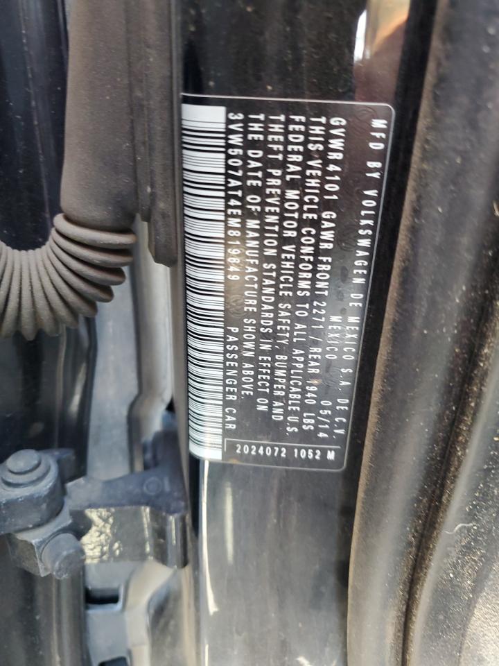 2014 Volkswagen Beetle VIN: 3VW507AT4EM819649 Lot: 67871065