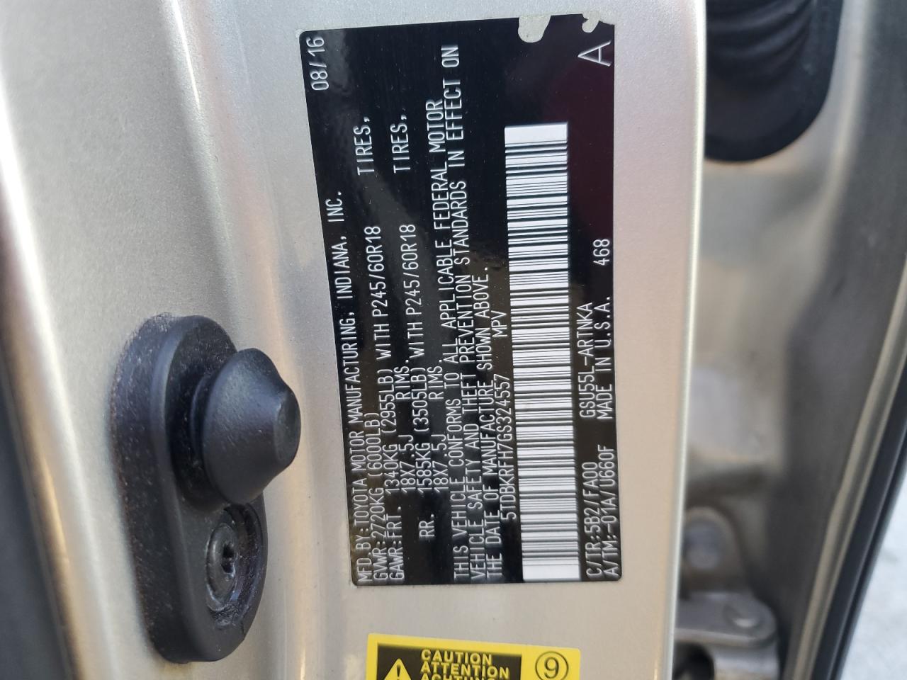 2016 Toyota Highlander Le VIN: 5TDBKRFH7GS324557 Lot: 67136585