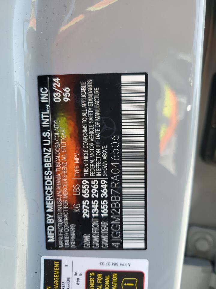 2024 Mercedes-Benz Eqe Suv 350+ VIN: 4JGGM2BB7RA046506 Lot: 70476025