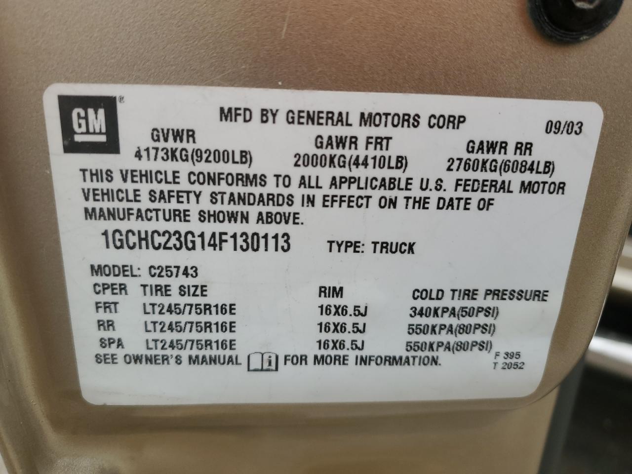 2004 Chevrolet Silverado C2500 Heavy Duty VIN: 1GCHC23G14F130113 Lot: 70130595