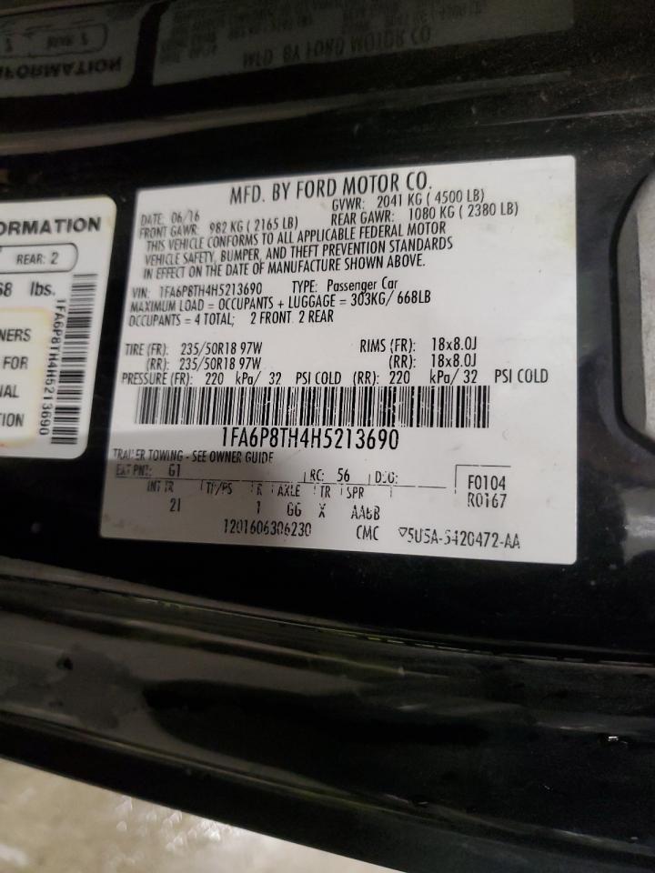 2017 Ford Mustang VIN: 1FA6P8TH4H5213690 Lot: 68078115