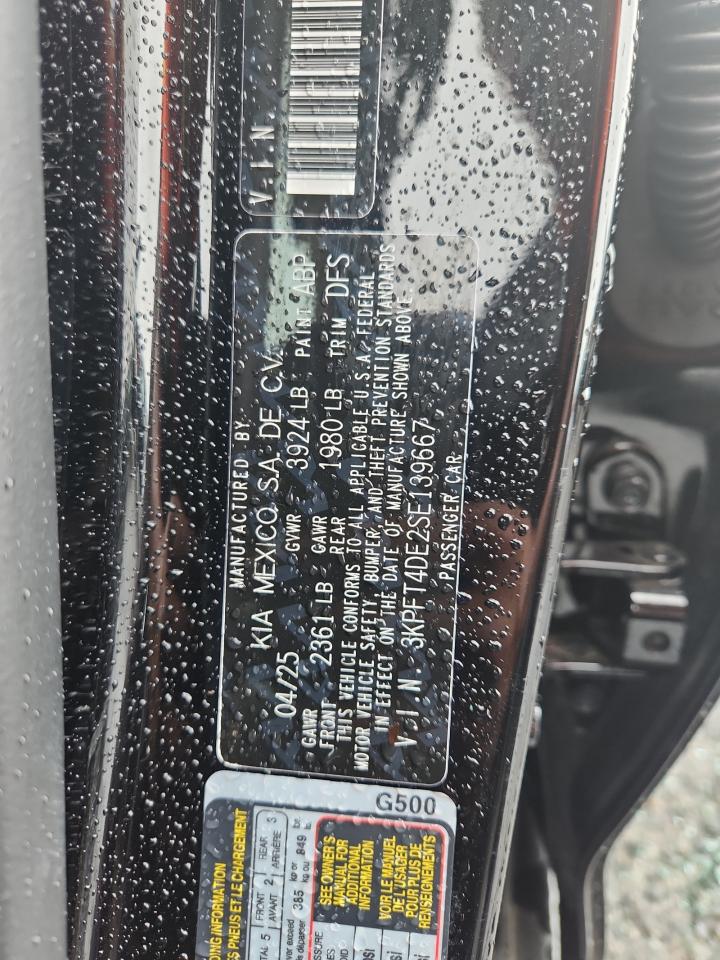 2025 Kia K4 Lx VIN: 3KPFT4DE2SE139667 Lot: 68315215