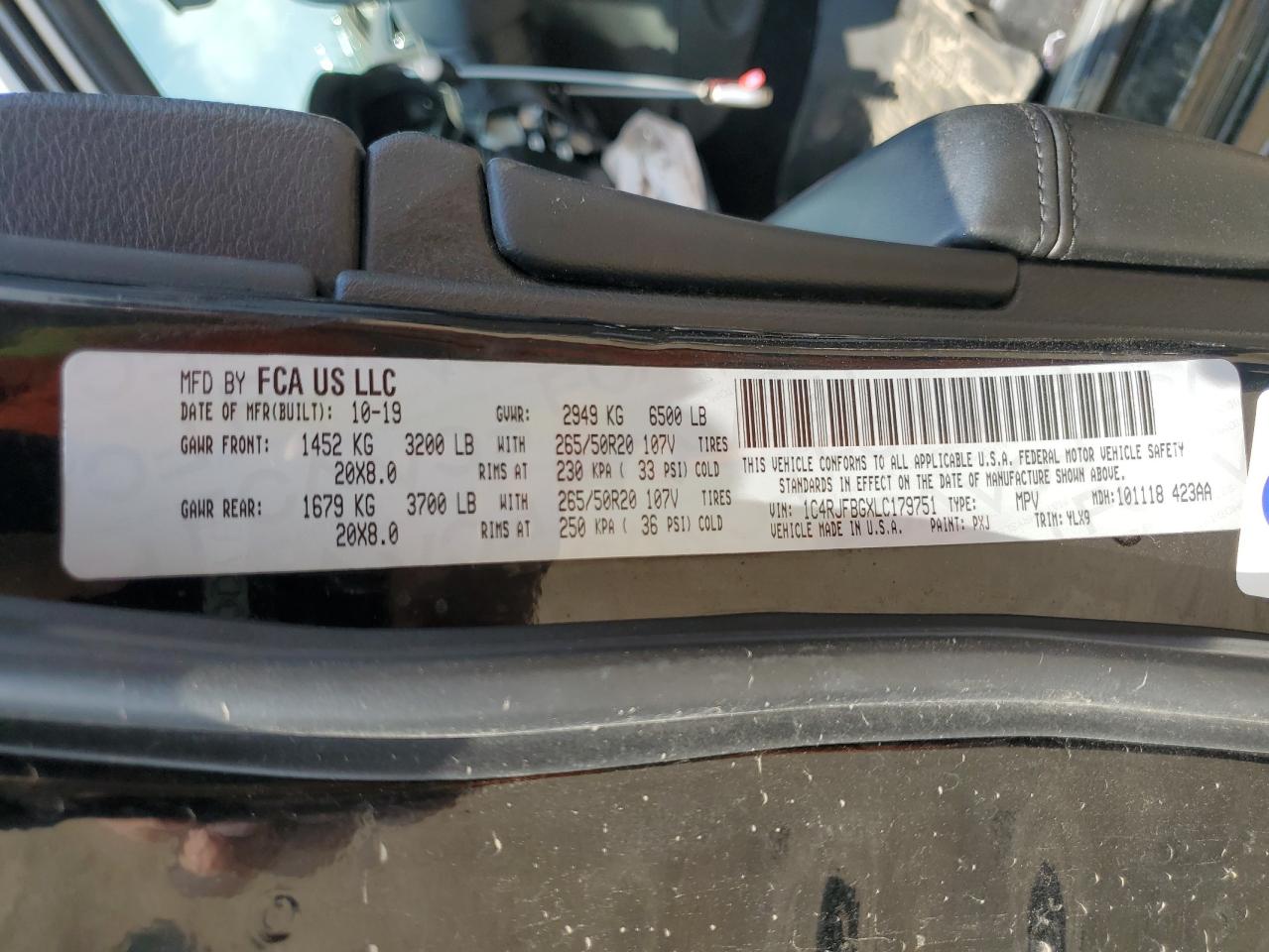 2020 Jeep Grand Cherokee Limited VIN: 1C4RJFBGXLC179751 Lot: 68845735