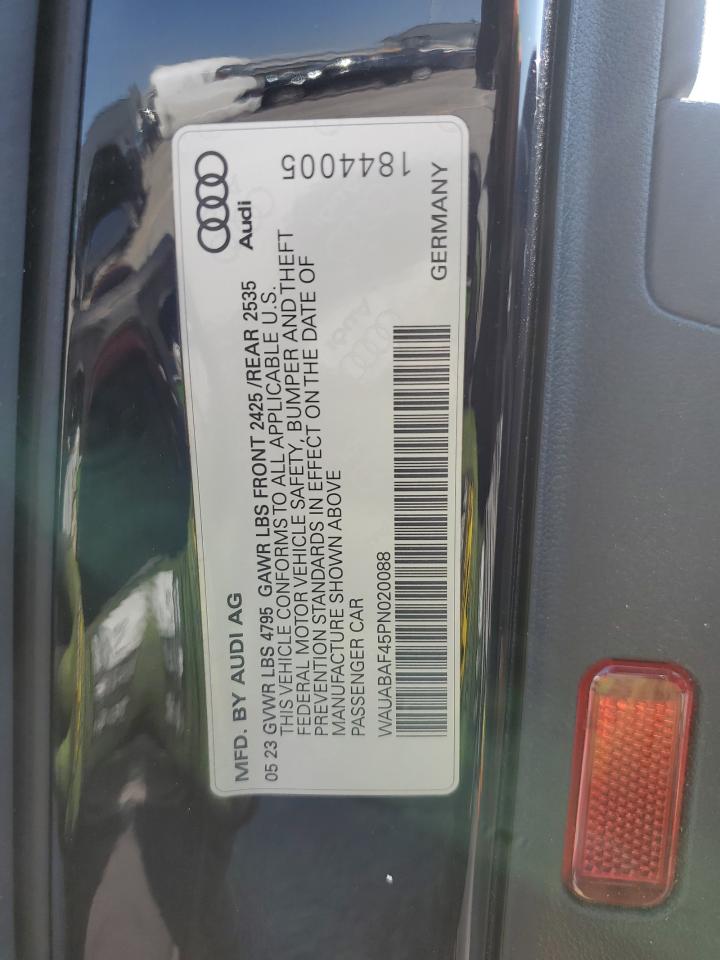 2023 Audi A4 Premium 40 VIN: WAUABAF45PN020088 Lot: 68370925