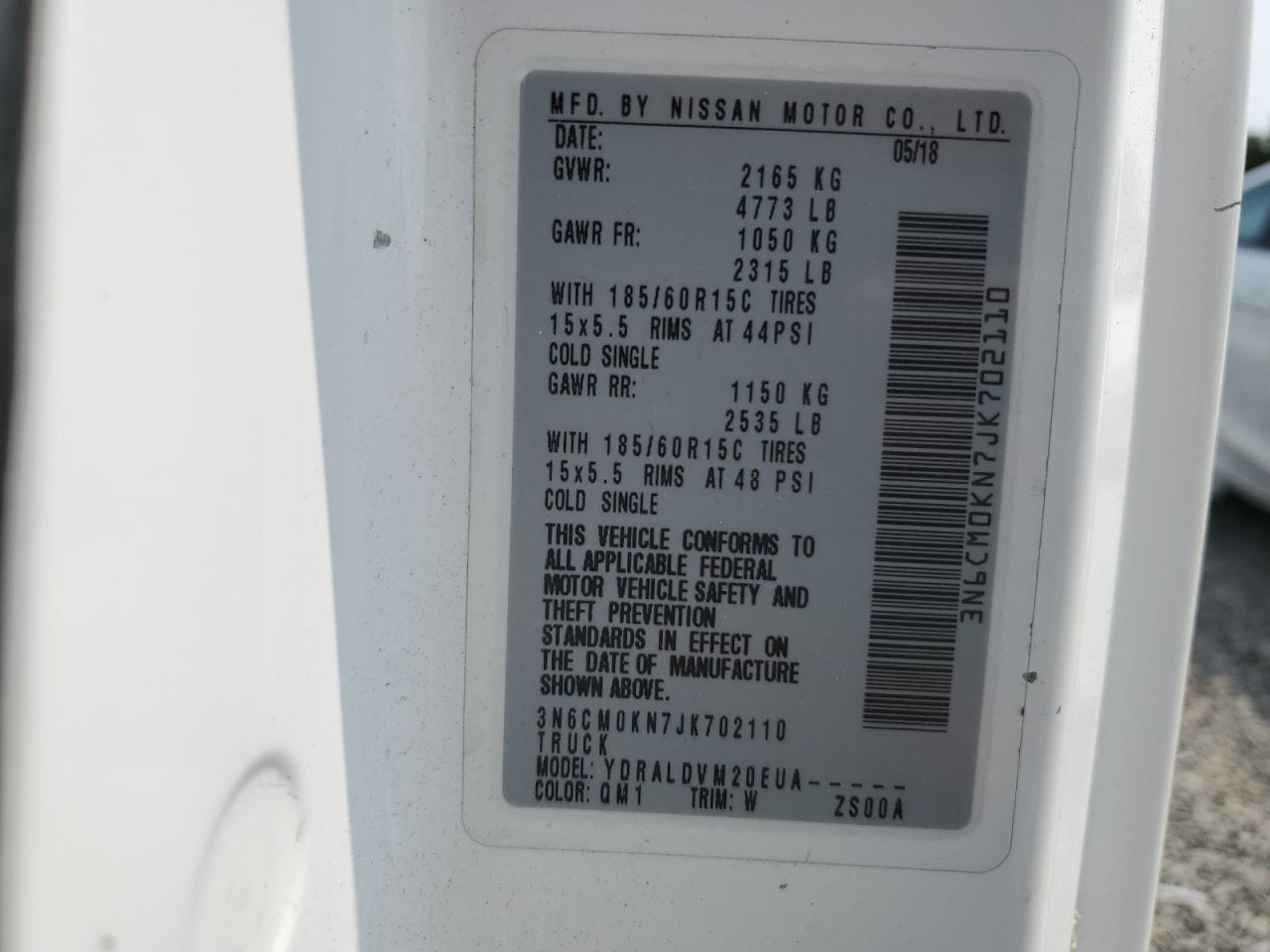 2018 Nissan Nv200 2.5S VIN: 3N6CM0KN7JK702110 Lot: 67914955