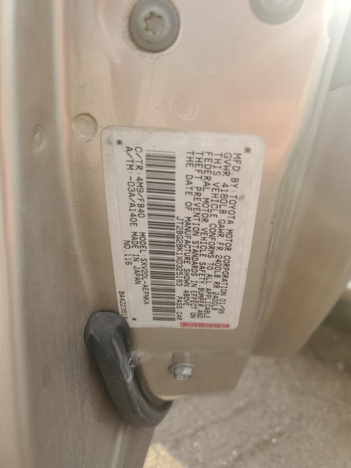 1999 Toyota Camry Le VIN: JT2BG28K1X0325183 Lot: 67929535