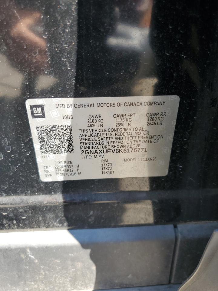 2019 Chevrolet Equinox Lt VIN: 2GNAXUEV6K6175771 Lot: 67946585