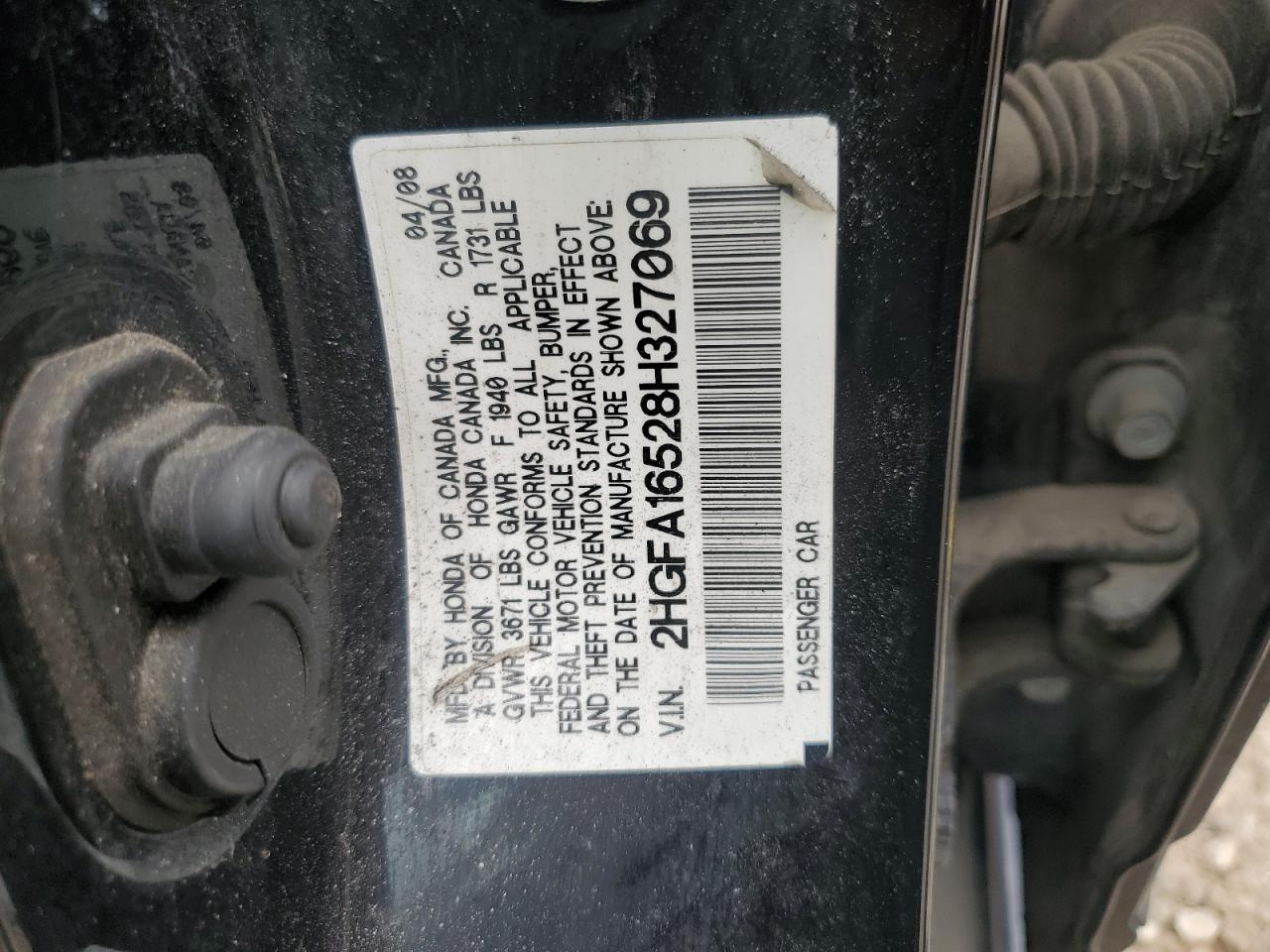2008 Honda Civic Lx VIN: 2HGFA16528H327069 Lot: 67471275