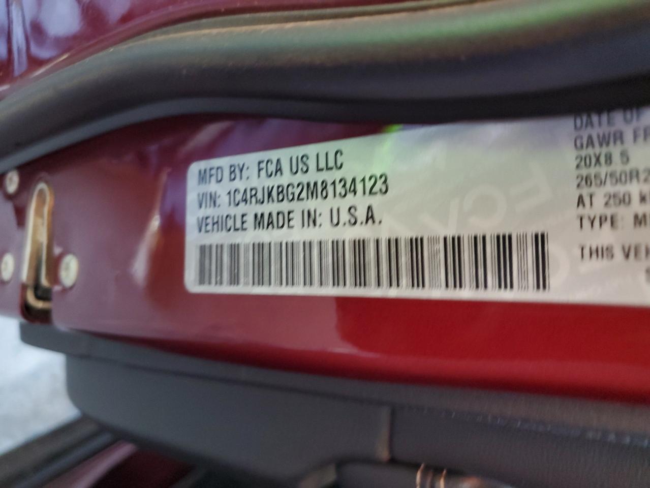 2021 Jeep Grand Cherokee L Limited VIN: 1C4RJKBG2M8134123 Lot: 70690025