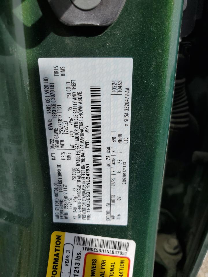 2022 Ford Bronco Base VIN: 1FMDE5BH1NLB47951 Lot: 67583355