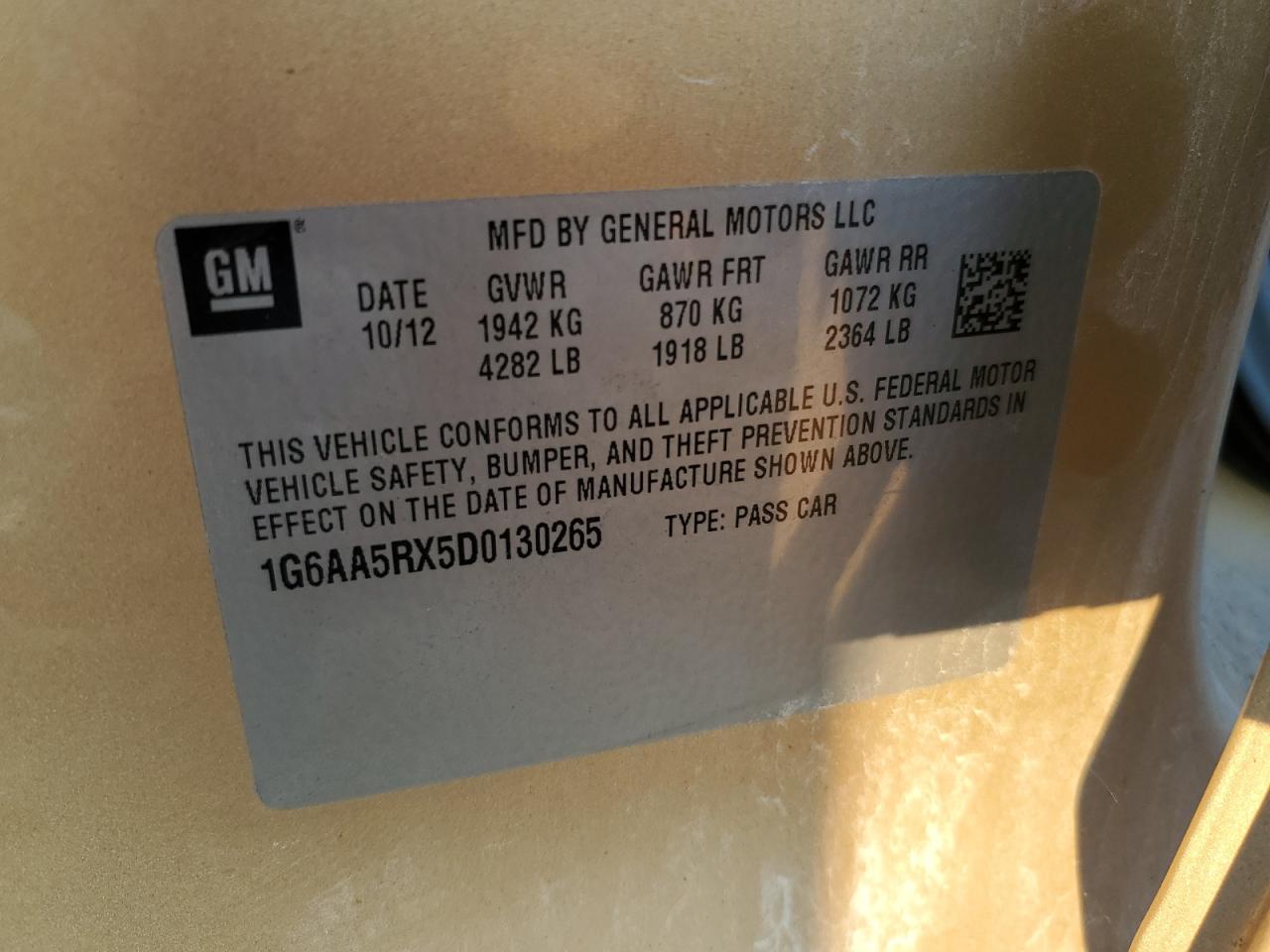 2013 Cadillac Ats VIN: 1G6AA5RX5D0130265 Lot: 68952695