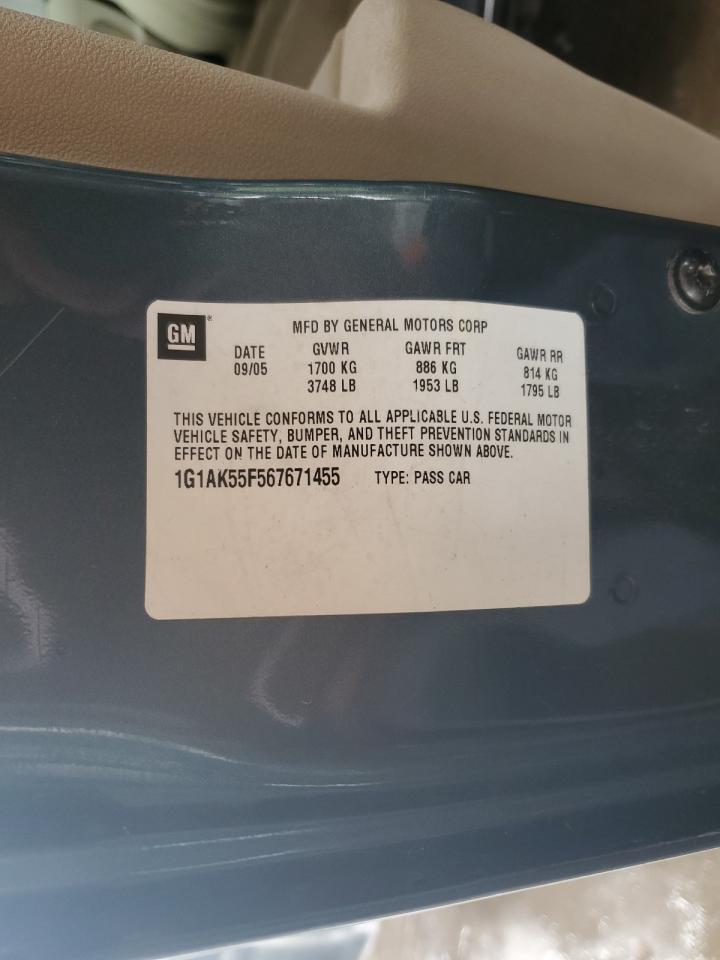 2006 Chevrolet Cobalt Ls VIN: 1G1AK55F567671455 Lot: 69496275