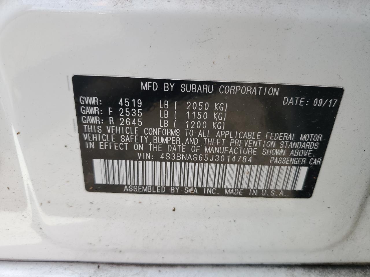 2018 Subaru Legacy Sport VIN: 4S3BNAS65J3014784 Lot: 68431095