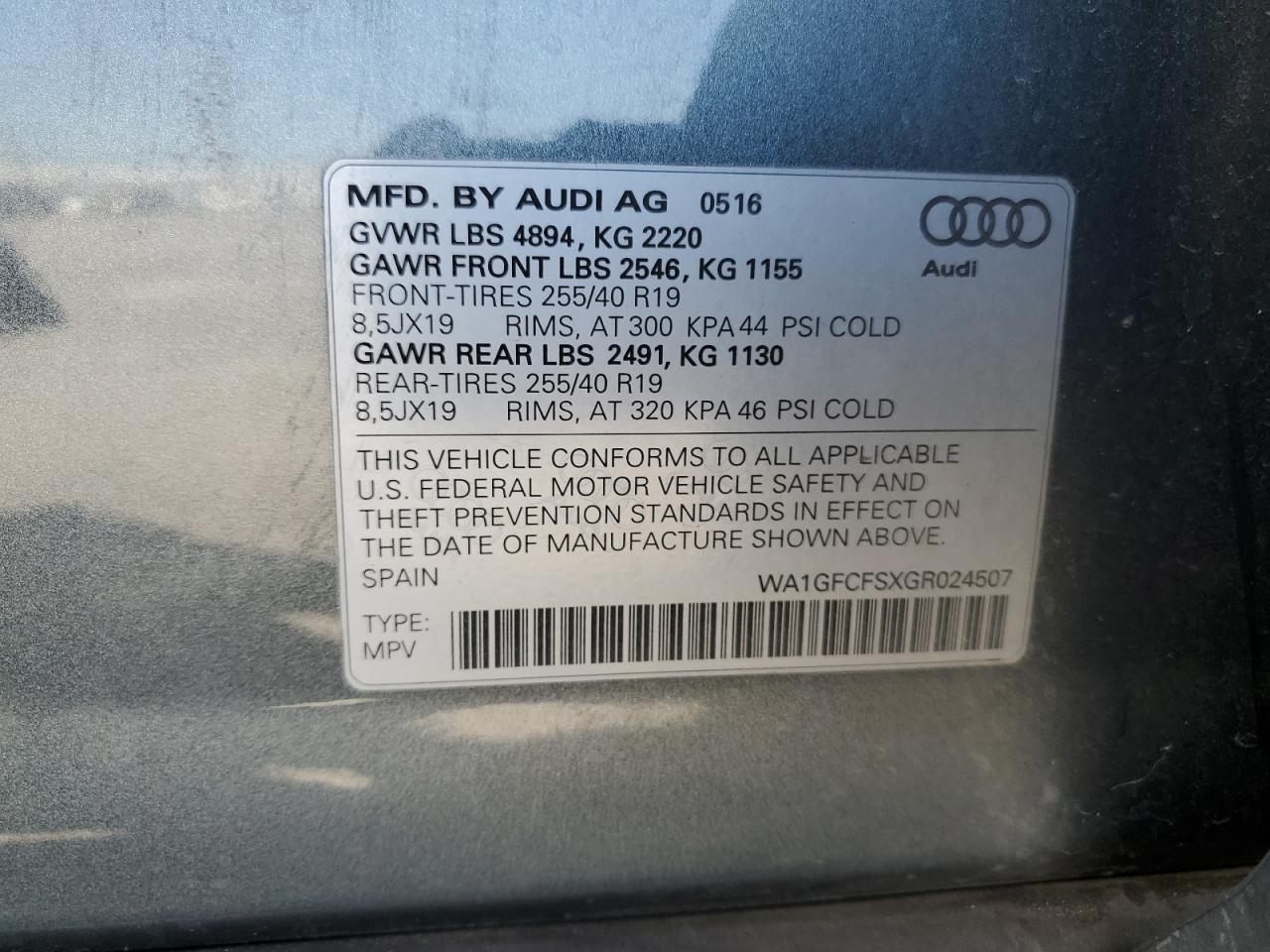 2016 Audi Q3 Prestige VIN: WA1GFCFSXGR024507 Lot: 70214905