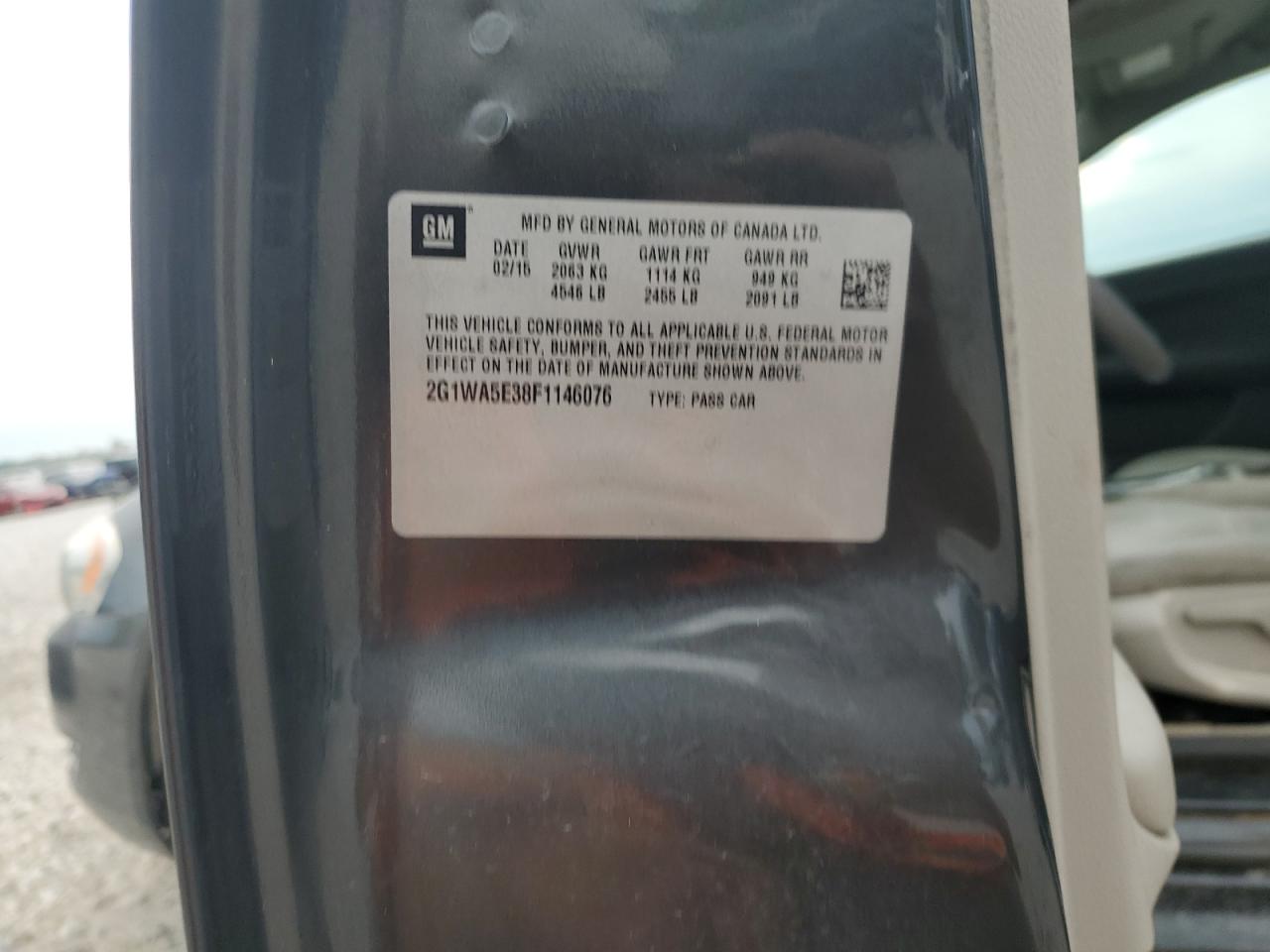 2015 Chevrolet Impala Limited Ls VIN: 2G1WA5E38F1146076 Lot: 69289315