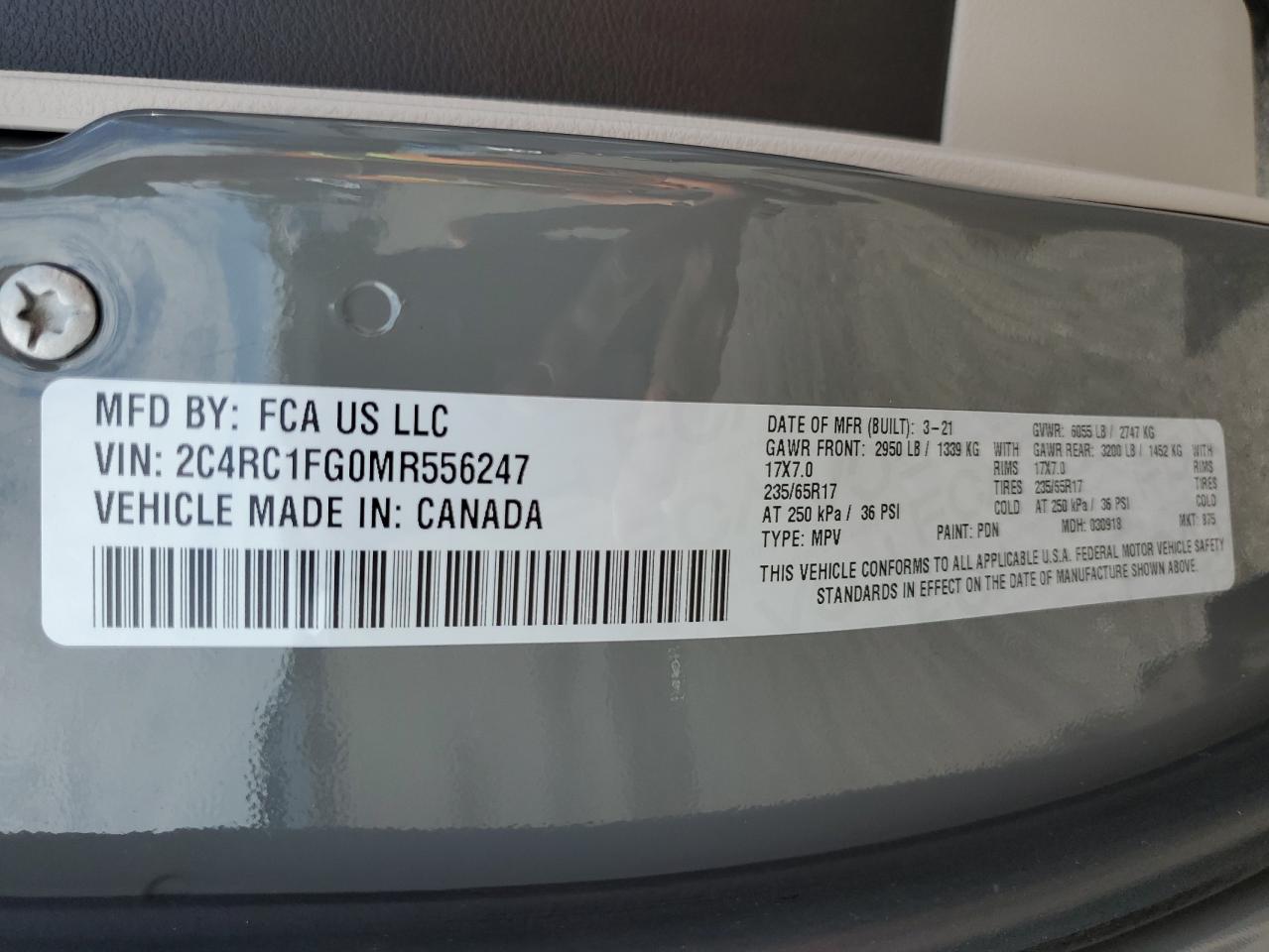 2021 Chrysler Pacifica Touring VIN: 2C4RC1FG0MR556247 Lot: 67623765