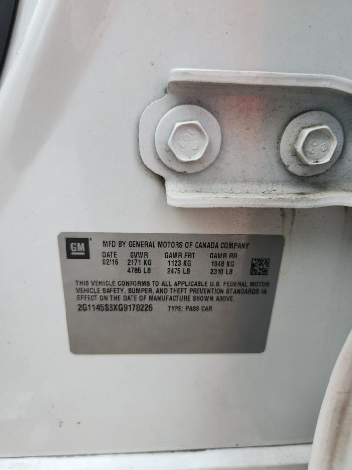 2016 Chevrolet Impala Ltz VIN: 2G1145S3XG9170226 Lot: 68289785