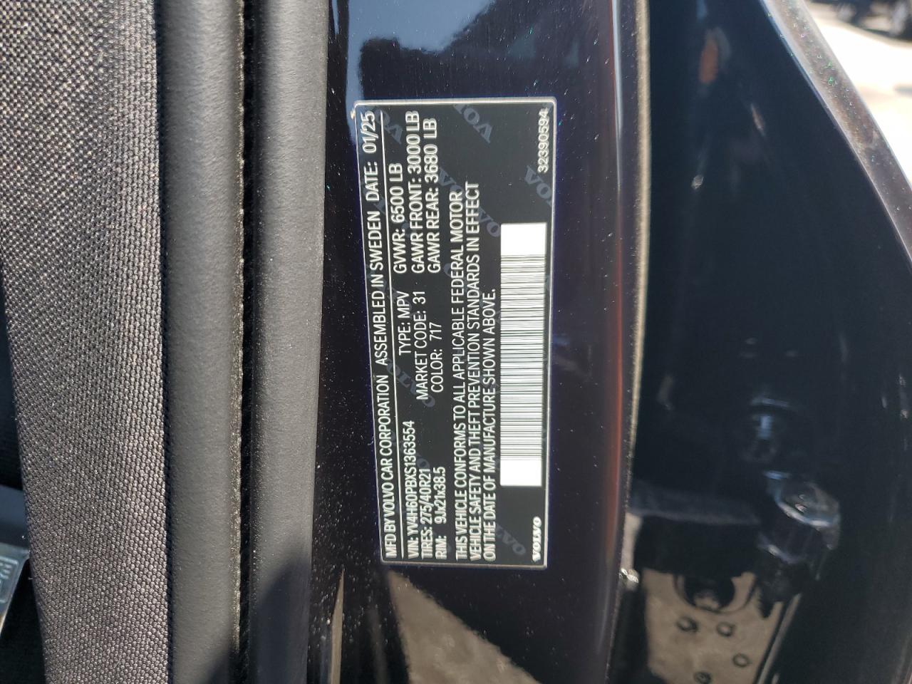 2025 Volvo Xc90 Plus VIN: YV4H60PBXS1363554 Lot: 68819225