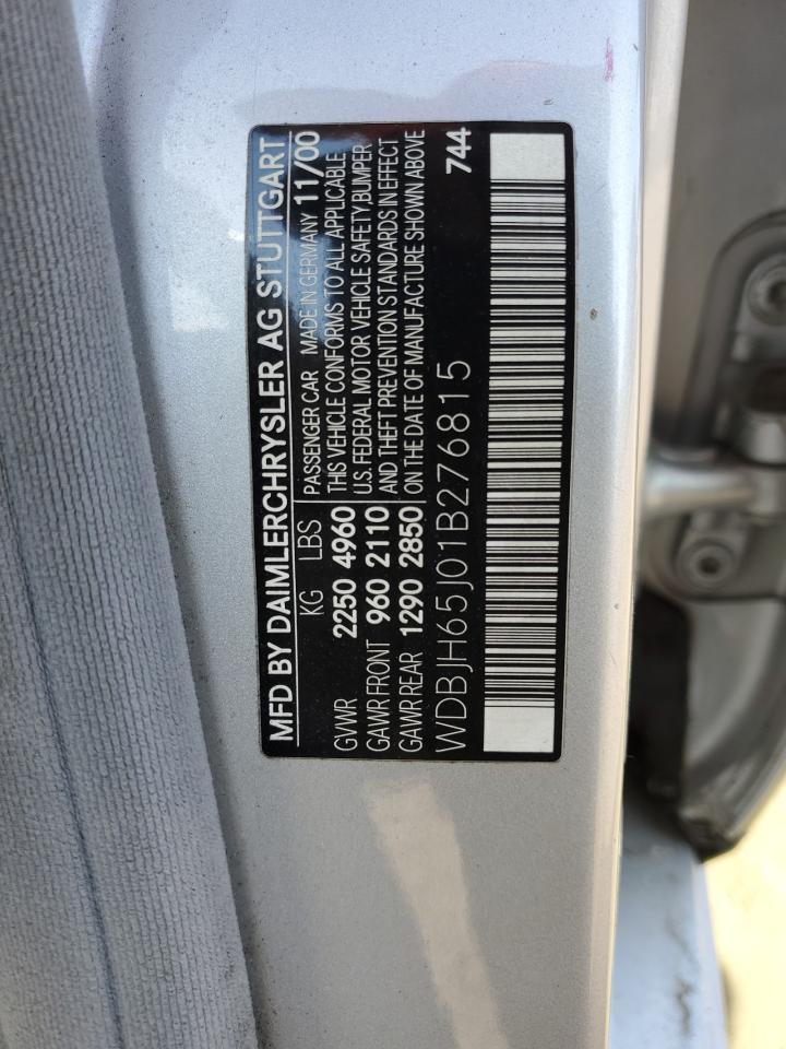2001 Mercedes-Benz E 320 VIN: WDBJH65J01B276815 Lot: 69695515