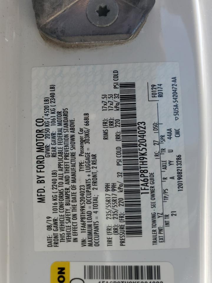 2019 Ford Mustang VIN: 1FA6P8TH9K5204023 Lot: 70132045