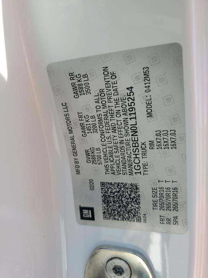 2020 Chevrolet Colorado VIN: 1GCHSBEN0L1195254 Lot: 67027075