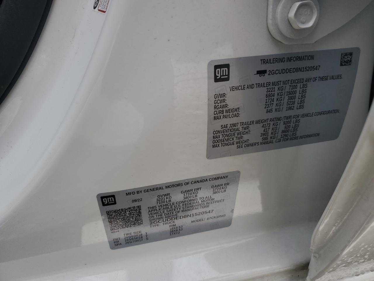 2022 Chevrolet Silverado K1500 Lt VIN: 2GCUDDED8N1520547 Lot: 69011425