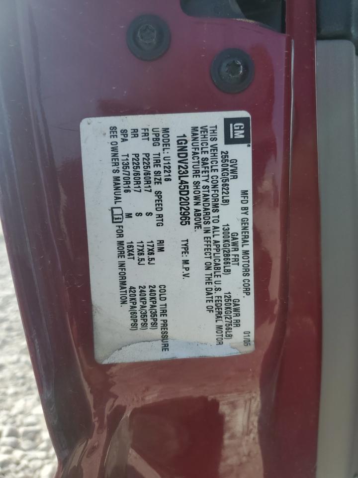 2005 Chevrolet Uplander Ls VIN: 1GNDV23L45D202965 Lot: 84980675