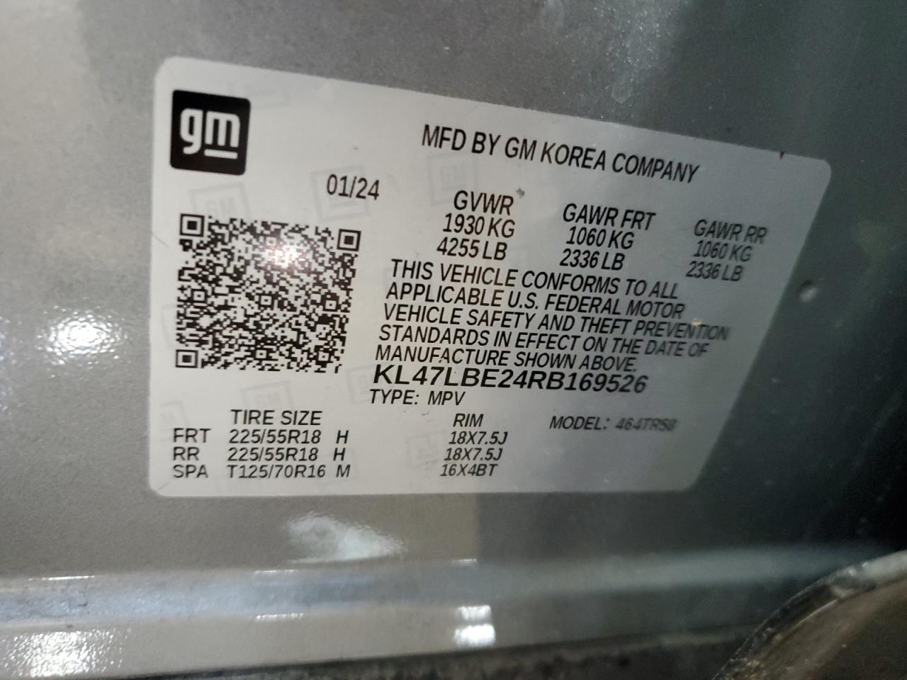 2024 Buick Envista Sport Touring VIN: KL47LBE24RB169526 Lot: 70180685