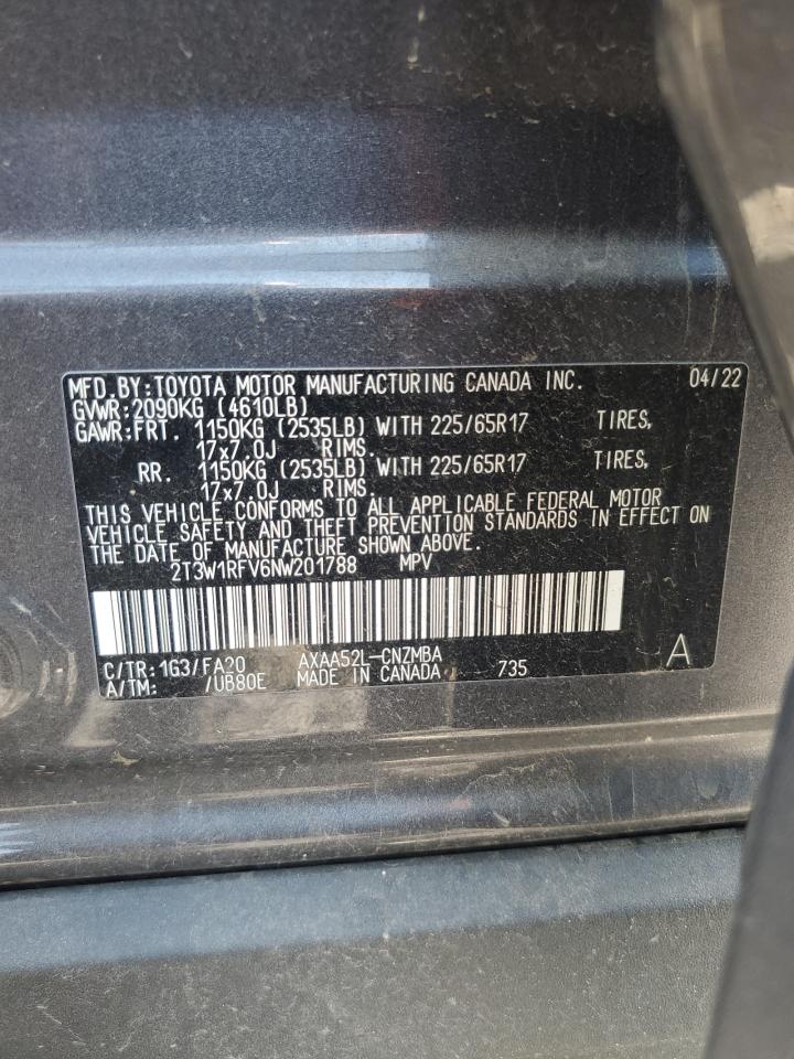 2022 Toyota Rav4 Xle VIN: 2T3W1RFV6NW201788 Lot: 67927385