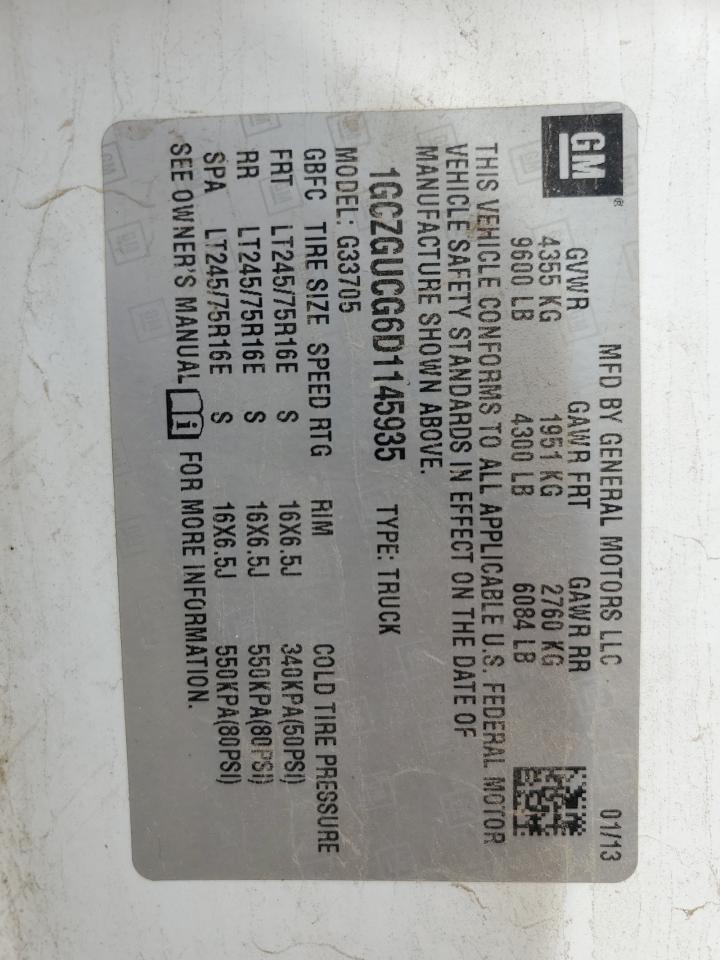 2013 Chevrolet Express G3500 VIN: 1GCZGUCG6D1145935 Lot: 67529845