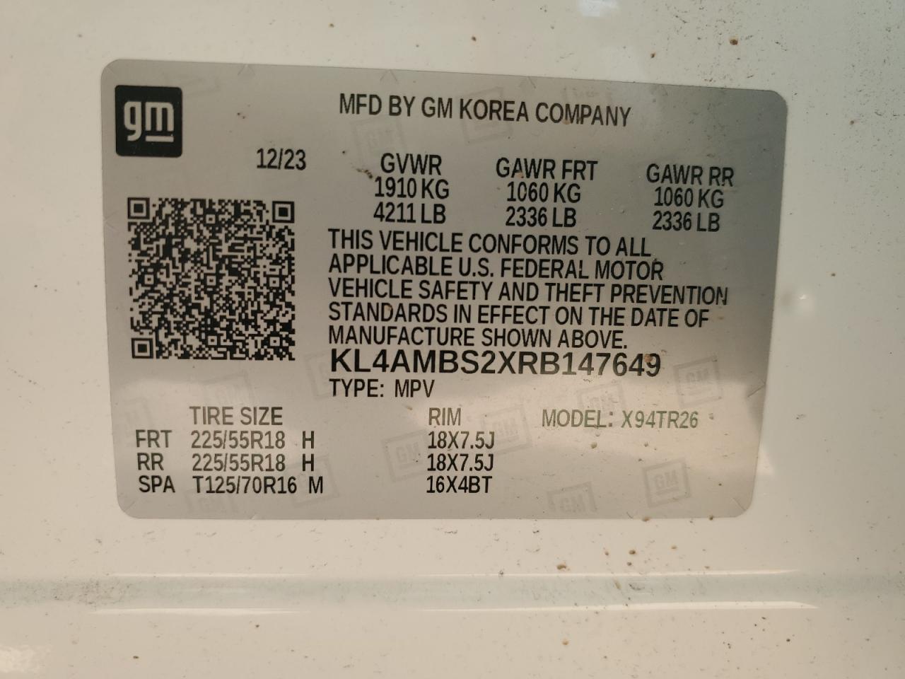 2024 Buick Encore Gx Preferred VIN: KL4AMBS2XRB147649 Lot: 69555535