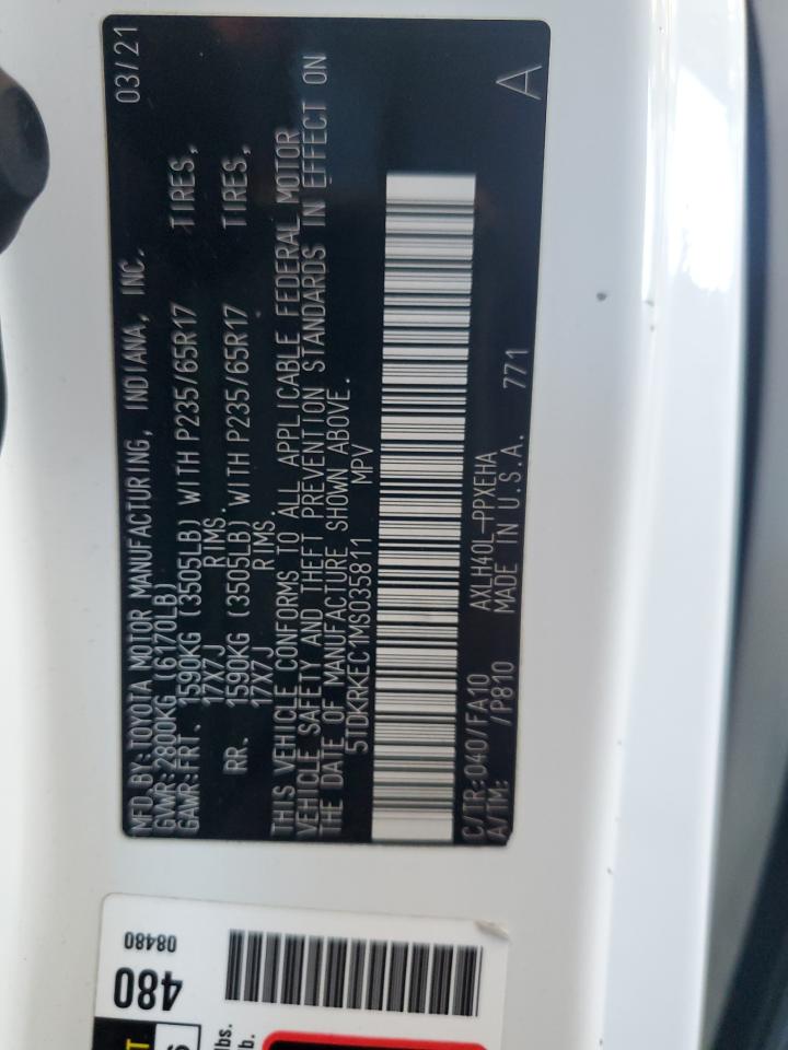 2021 Toyota Sienna Le VIN: 5TDKRKEC1MS035811 Lot: 68712235