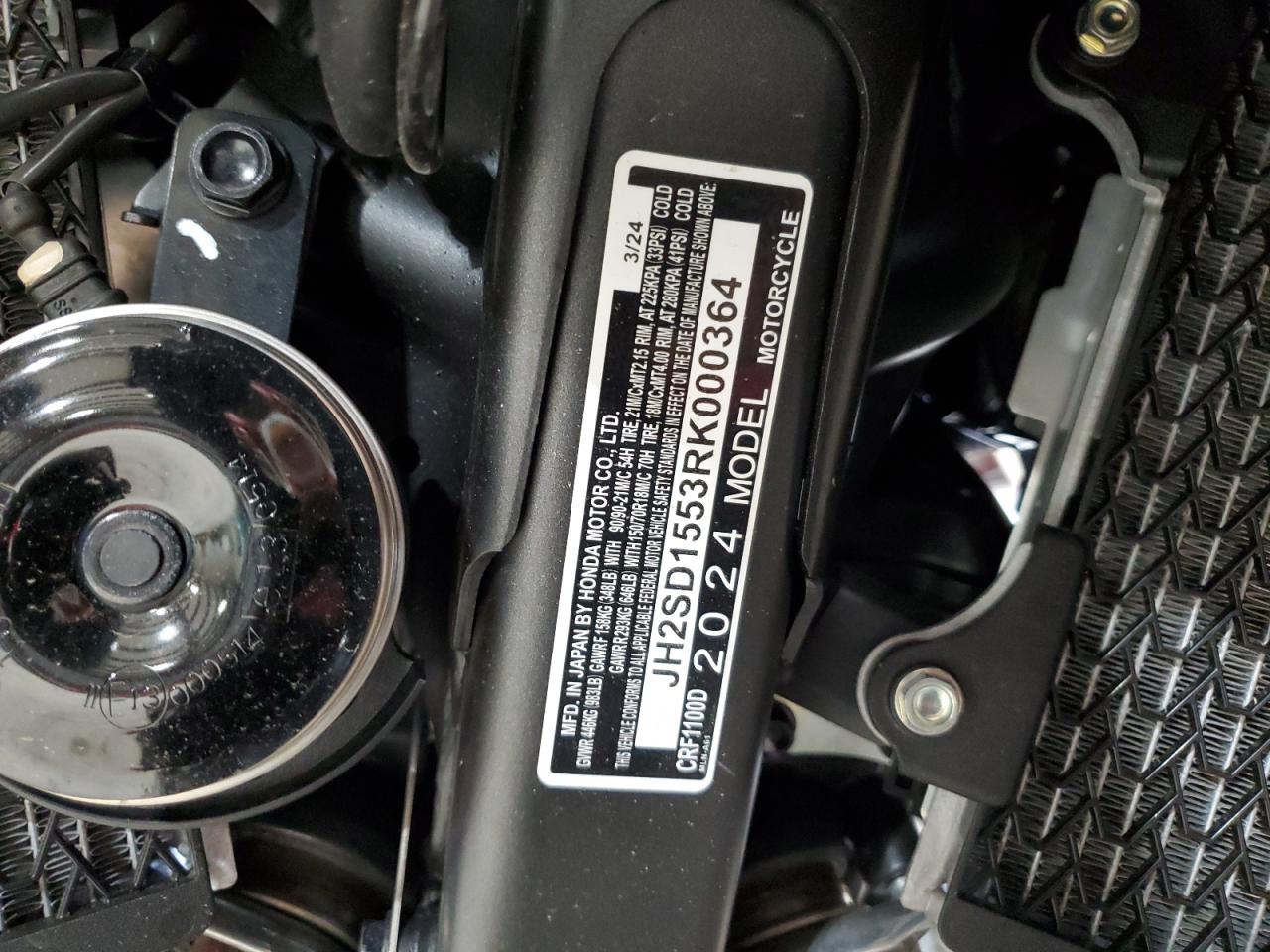 2024 Honda Crf1000 D VIN: JH2SD1553RK000364 Lot: 69719165