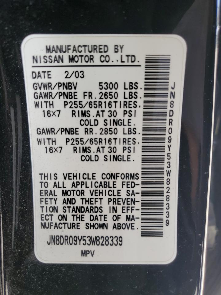 2003 Nissan Pathfinder Le VIN: JN8DR09Y53W828339 Lot: 69654505
