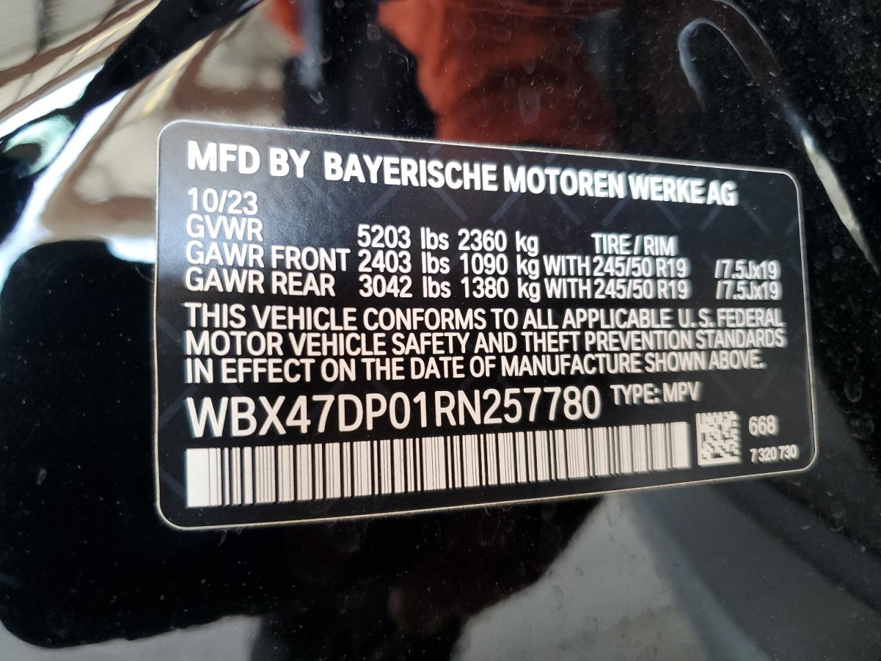 2024 BMW X3 Sdrive30I VIN: WBX47DP01RN257780 Lot: 69419615