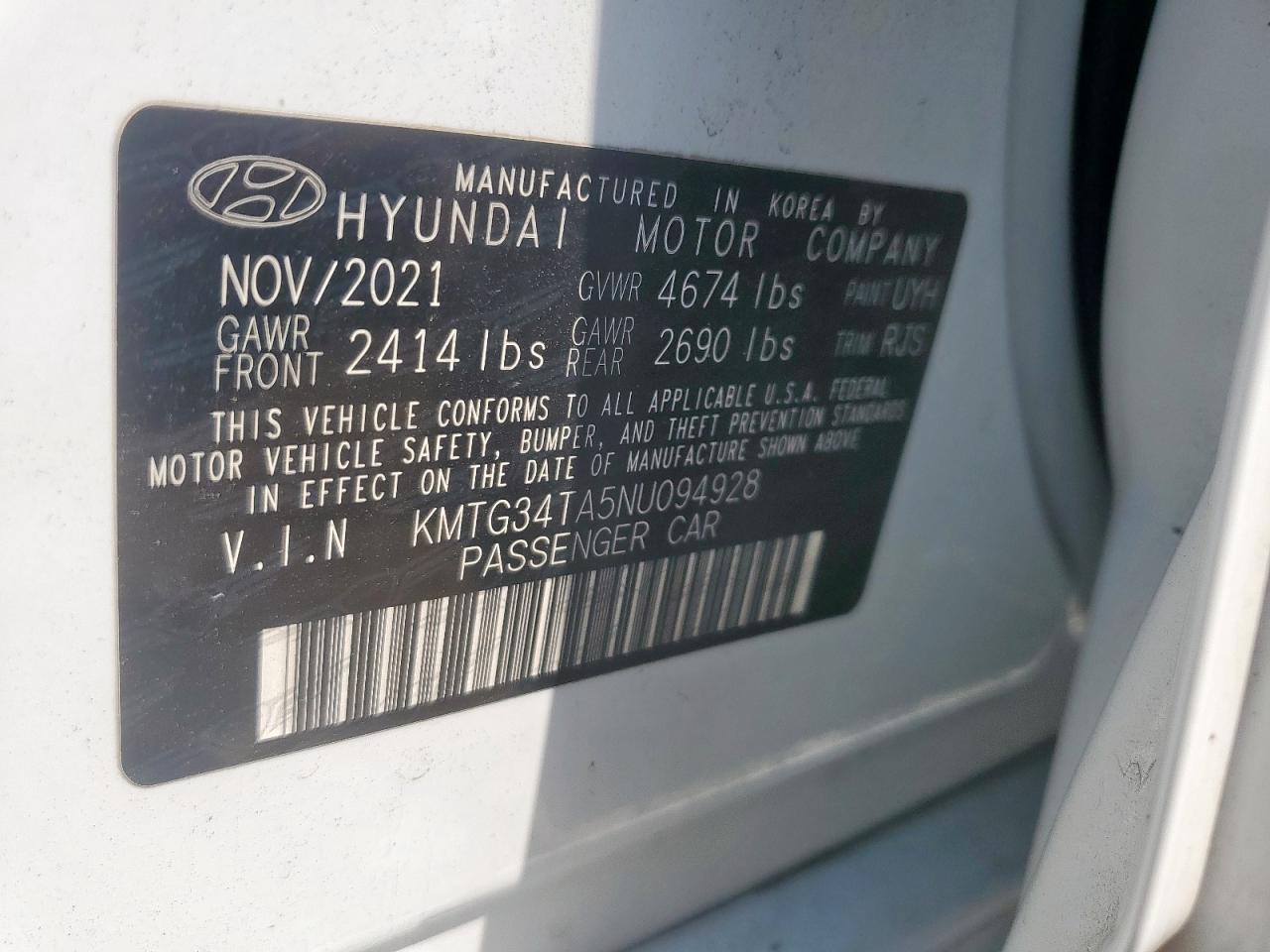 2022 Genesis G70 Base VIN: KMTG34TA5NU094928 Lot: 69791855