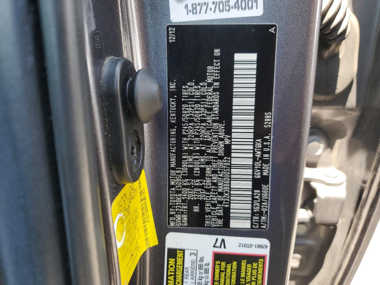 2013 Toyota Venza Le VIN: 4T3ZK3BB6DU057922 Lot: 67485235