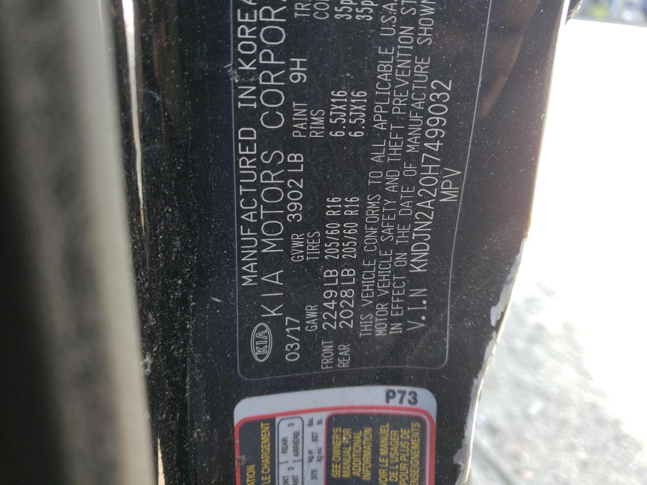 2017 Kia Soul VIN: KNDJN2A20H7499032 Lot: 70160095