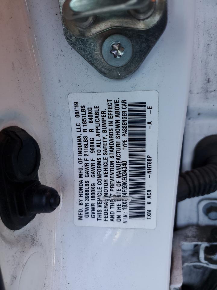 2019 Honda Insight Ex VIN: 19XZE4F59KE034340 Lot: 70714175