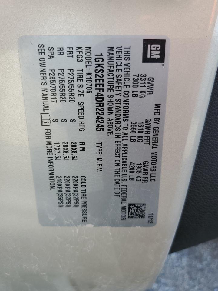 2013 GMC Yukon Denali VIN: 1GKS2EEF4DR224245 Lot: 70664385