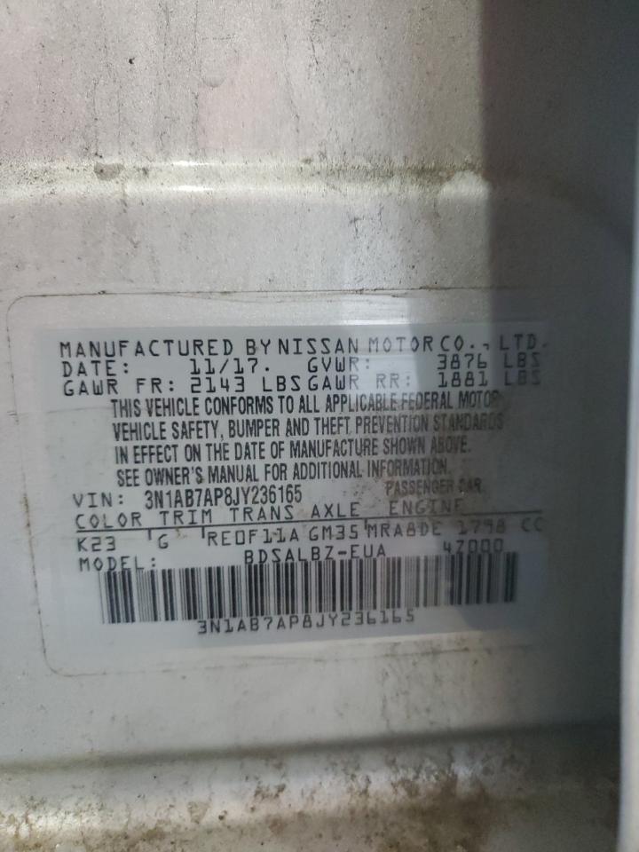 2018 Nissan Sentra S VIN: 3N1AB7AP8JY236165 Lot: 70568495