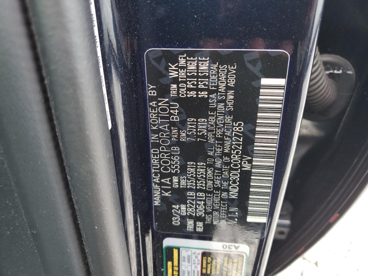 2024 Kia Ev6 Light VIN: KNDC3DLC0R5212785 Lot: 66262625