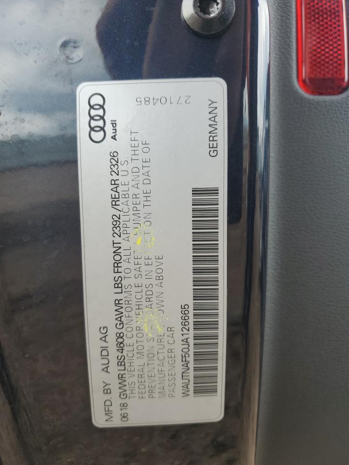 2018 Audi A5 Premium Plus S-Line VIN: WAUTNAF50JA126665 Lot: 70348195